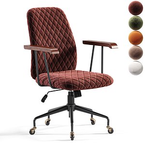 Gymax Wooden Base Velvet Office Chair