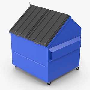 Blue Dumpster On Wheels 3D model