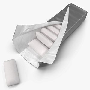Chewing Gum Foil Package Open with Pads 3D