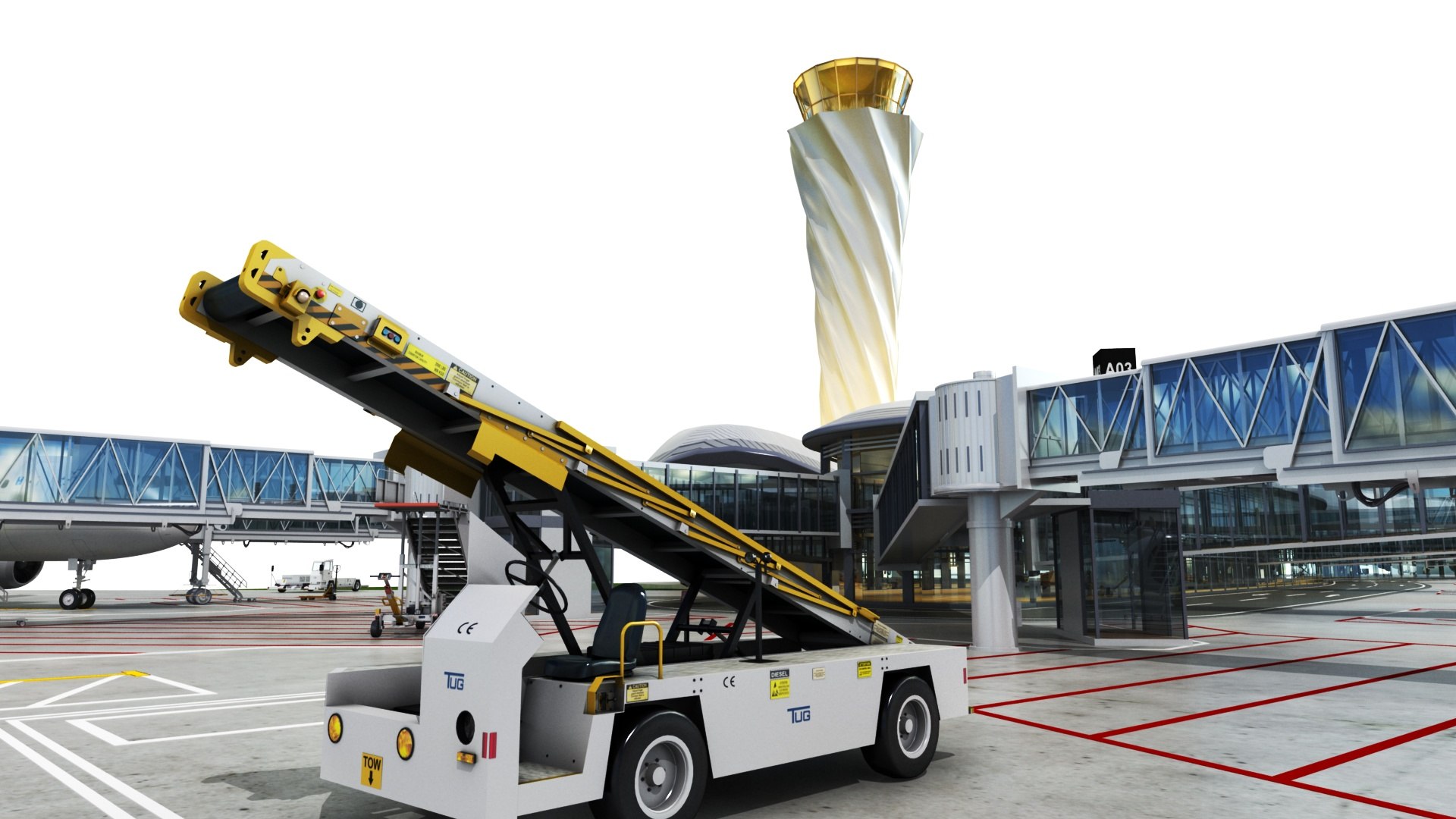 3D realistic airport terminal vehicles model TurboSquid 1474615