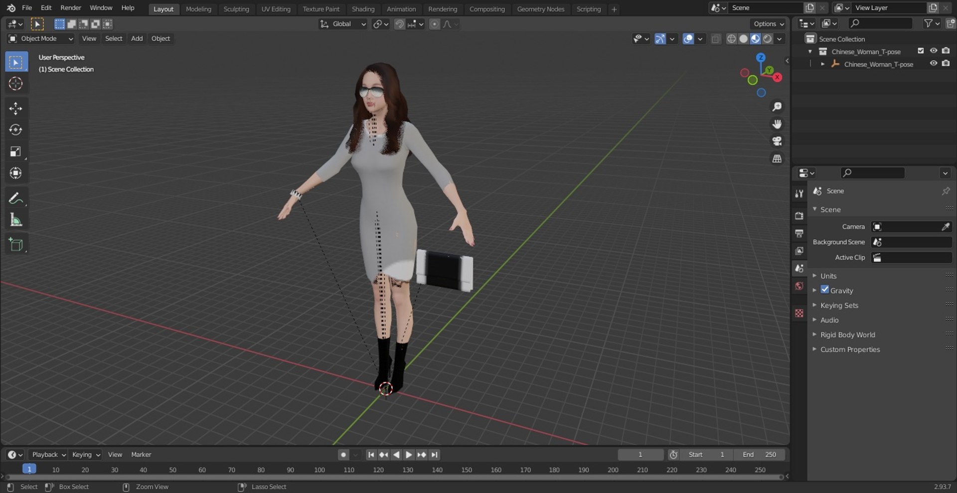 Chinese Woman T-pose 3D model - TurboSquid 1845225