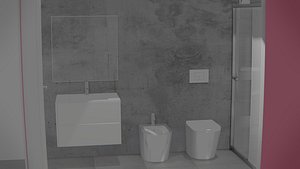 Italian style small bathroom post industrial 3D model