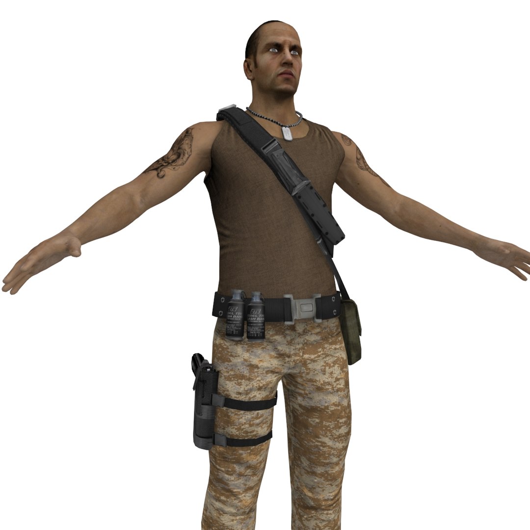 3d Guerrilla Soldier Games Model