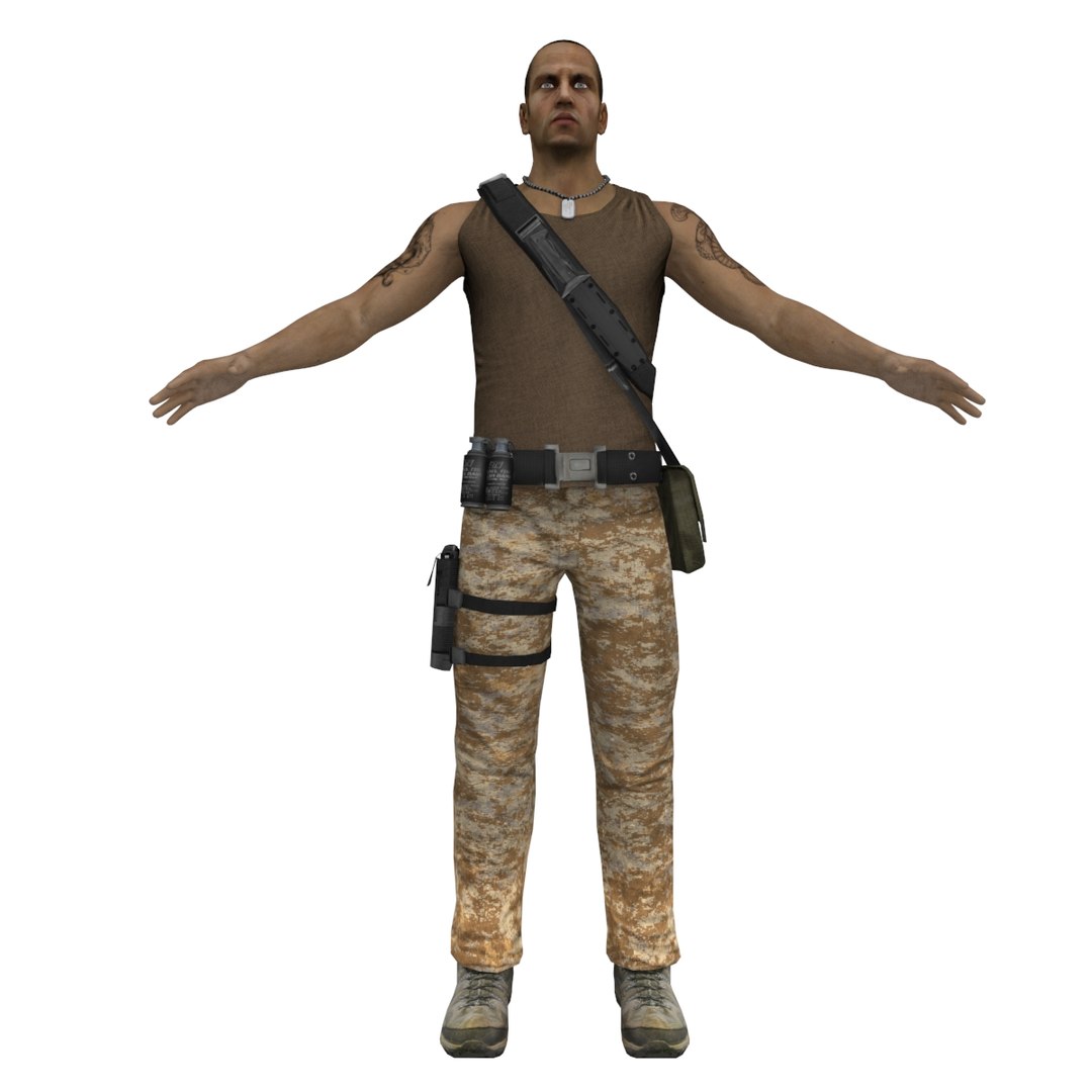 3d Guerrilla Soldier Games Model