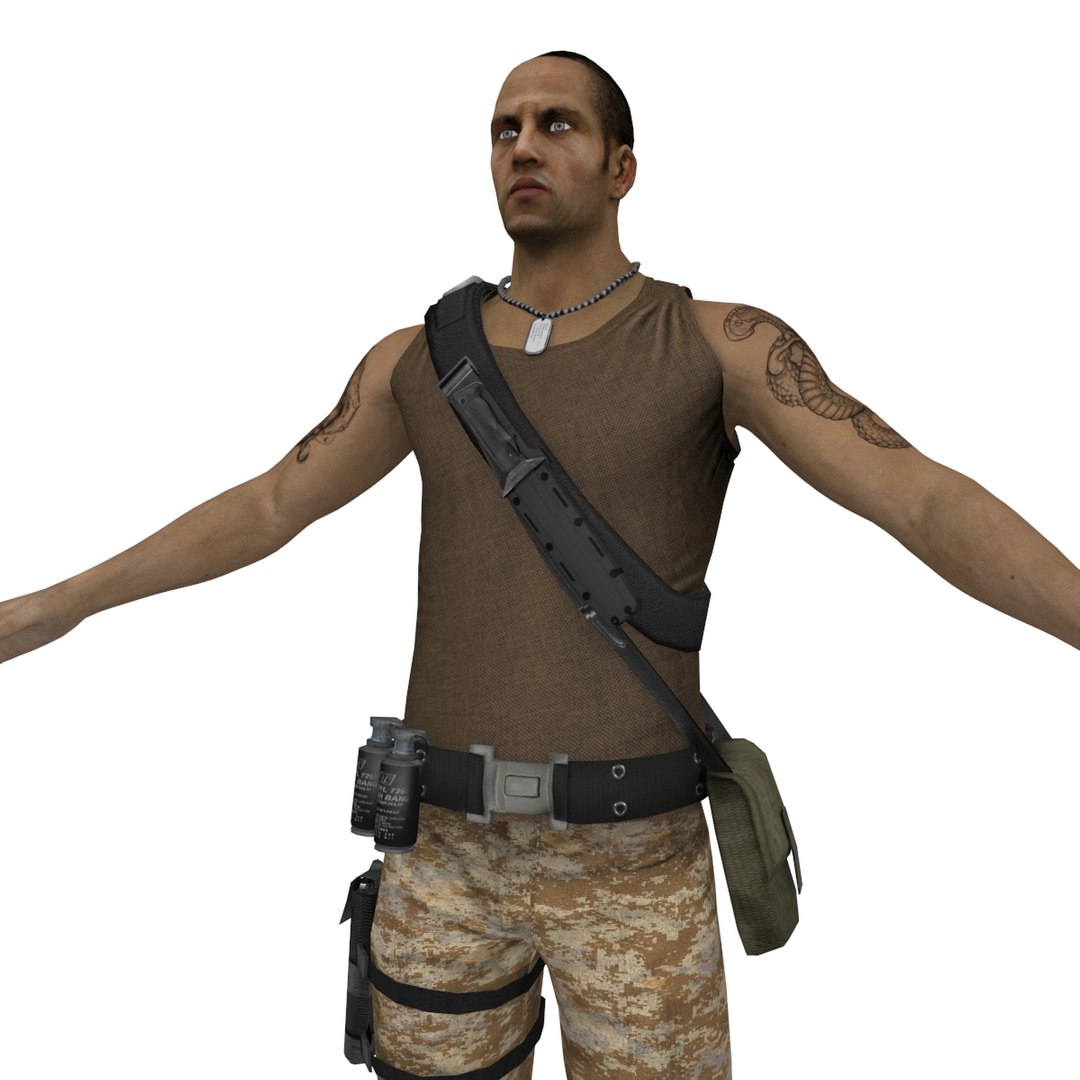 3d Guerrilla Soldier Games Model