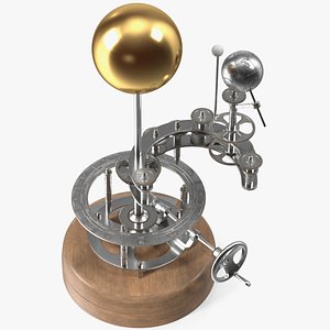 Steel Antique Orrery Solar System Rigged for Cinema 4D 3D model