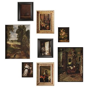 Vintage Paintings Set 3D model 3D model