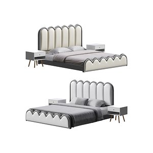 White Genuine Leather Upholstered Modern Panel Bed model