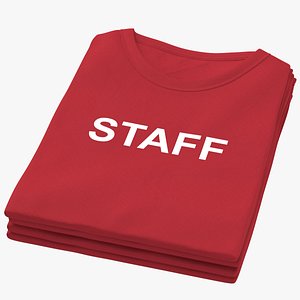 3D Female Crew Neck Folded Stacked Red Staff 01