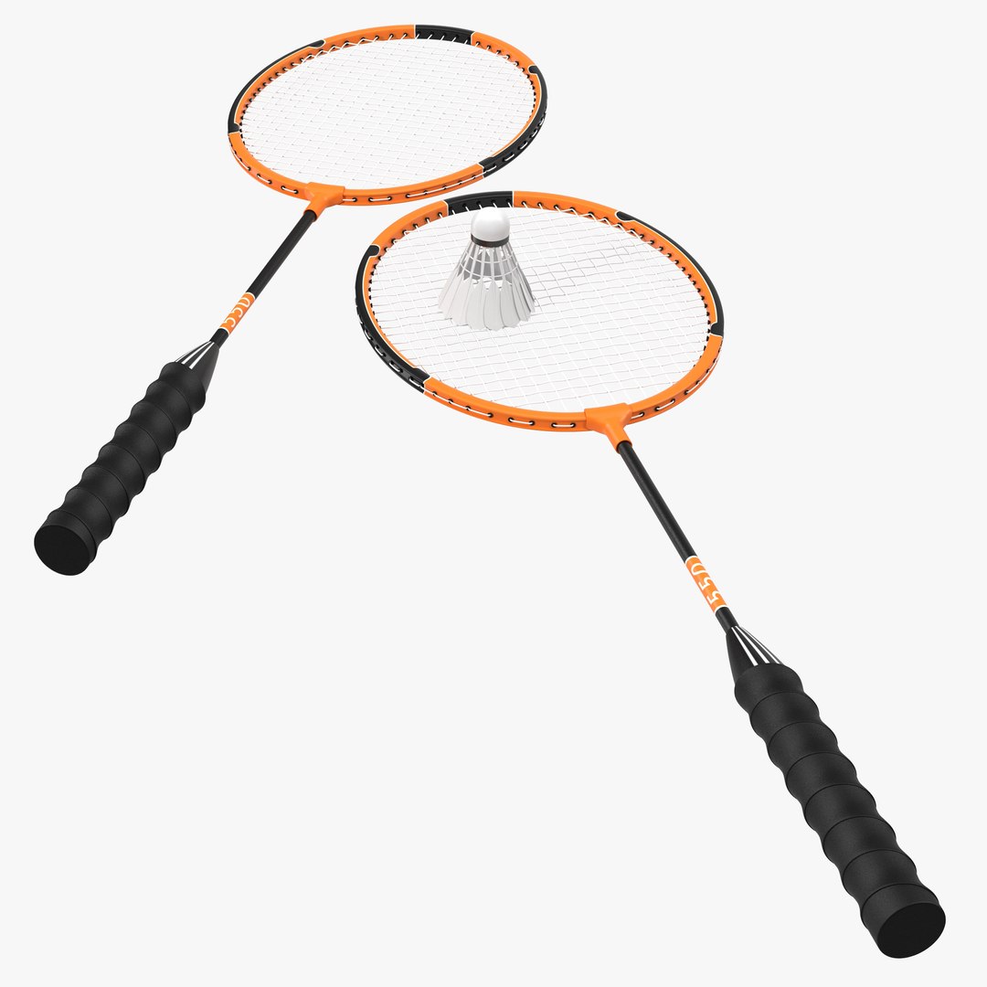 Badminton Racket and Shuttlecock 3D Models 3D model preview