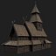 VIKING WOODEN NORSE CHURCH GOTHIC TEMPLE AAA COLLECTION model