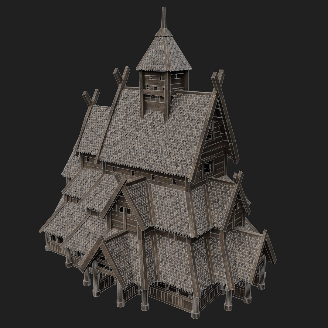 VIKING WOODEN NORSE CHURCH GOTHIC TEMPLE AAA COLLECTION model ...