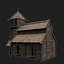 VIKING WOODEN NORSE CHURCH GOTHIC TEMPLE AAA COLLECTION model