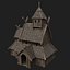 VIKING WOODEN NORSE CHURCH GOTHIC TEMPLE AAA COLLECTION model