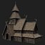 VIKING WOODEN NORSE CHURCH GOTHIC TEMPLE AAA COLLECTION model