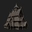 VIKING WOODEN NORSE CHURCH GOTHIC TEMPLE AAA COLLECTION model