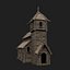 VIKING WOODEN NORSE CHURCH GOTHIC TEMPLE AAA COLLECTION model