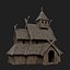 VIKING WOODEN NORSE CHURCH GOTHIC TEMPLE AAA COLLECTION model