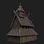 VIKING WOODEN NORSE CHURCH GOTHIC TEMPLE AAA COLLECTION model