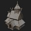 VIKING WOODEN NORSE CHURCH GOTHIC TEMPLE AAA COLLECTION model