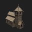 VIKING WOODEN NORSE CHURCH GOTHIC TEMPLE AAA COLLECTION model