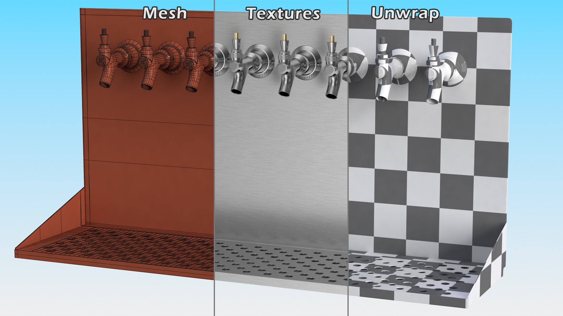 3D wall mount beer dispenser model https://p.turbosquid.com/ts-thumb/nT/HRgJYV/Mi/wallmountbeerdispenser8faucetmb3dmodel018/jpg/1611219482/1920x1080/fit_q87/329e696e6fed0a0b81334bdba22504f33b9a2b43/wallmountbeerdispenser8faucetmb3dmodel018.jpg