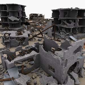 modular set ruins city town model