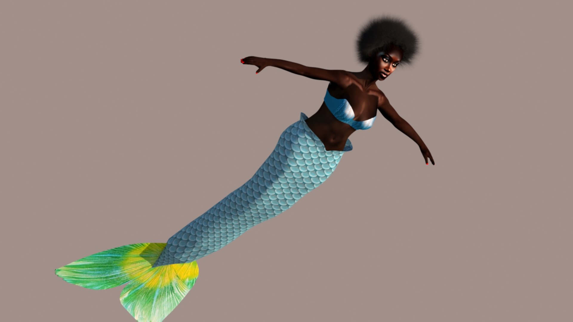 3D Swimming African Mermaid Model - TurboSquid 2201124