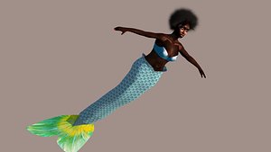 swimming african mermaid