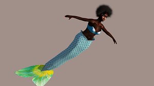 swimming african mermaid