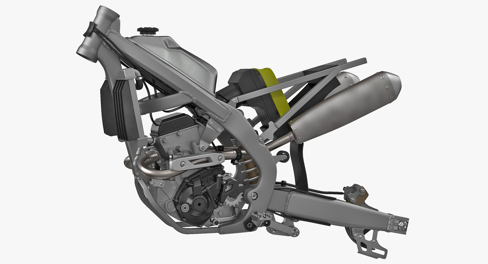 Motocross Motorcycle Engine And Frame 3D Model 3D model preview
