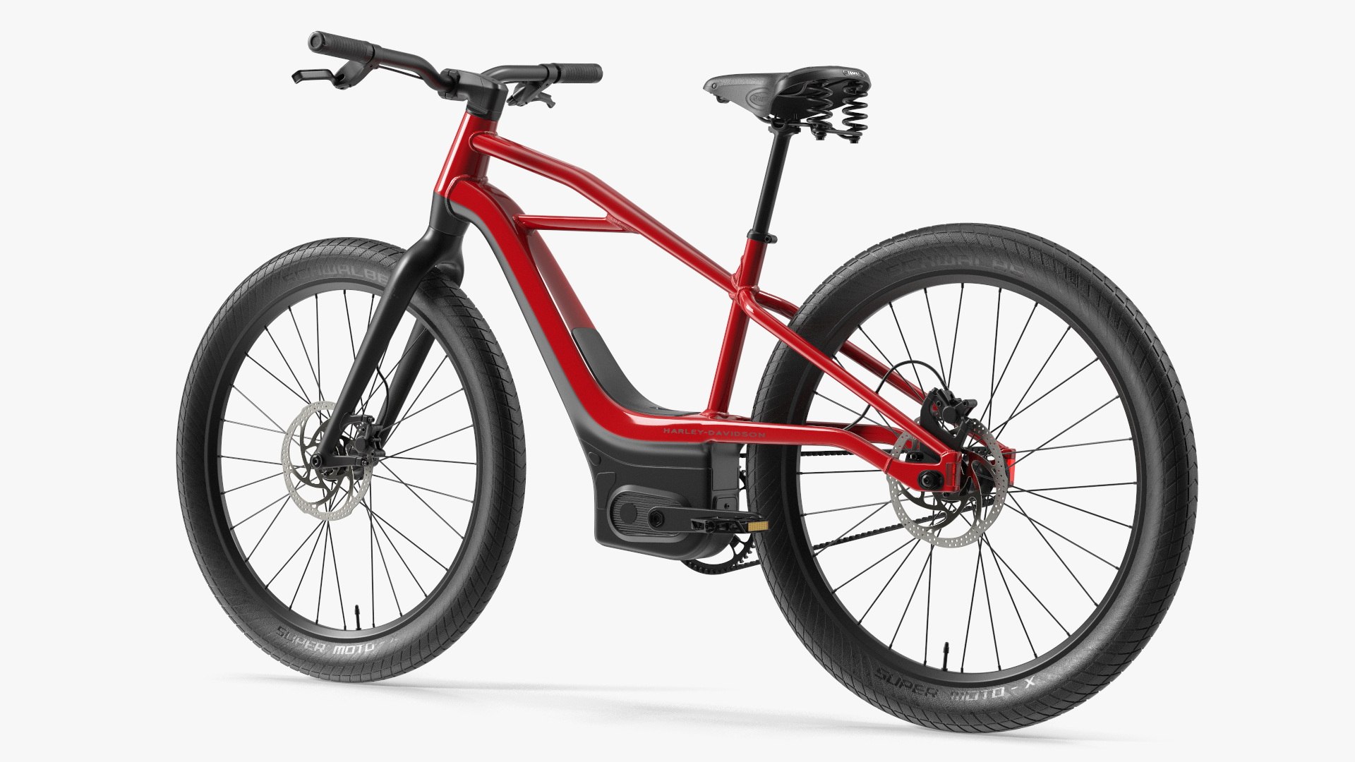 Electric Bike Harley Davidson Red 3D model preview
