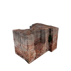 3d ruined wall 05 model