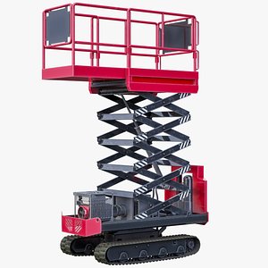 Scissor Lift Red Type 1 PBR 3D model