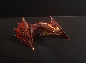 Realistic Red Wyvern Animated Low-poly 3D Model
