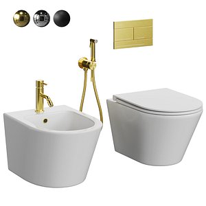 Hanging toilet and bidet by Jacob Delafon Rodin 3D model