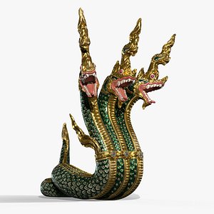 3D King Of Naga Thailand Sculpture model