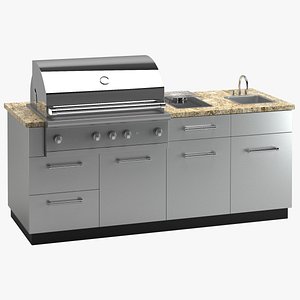 3D model outdoor kitchen grill