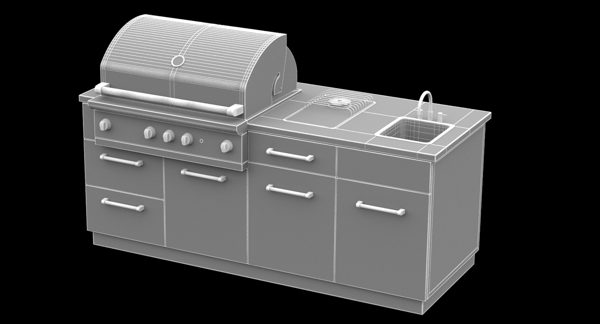 3D Model Outdoor Kitchen Grill - TurboSquid 1501418