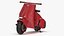 Roter Elektroroller Vespa 98 mit eingeschaltetem Licht geparkt