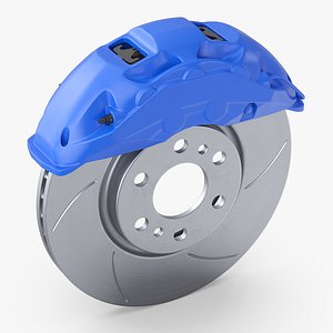 Slotted Brake Disc with Blue Racing Caliper model