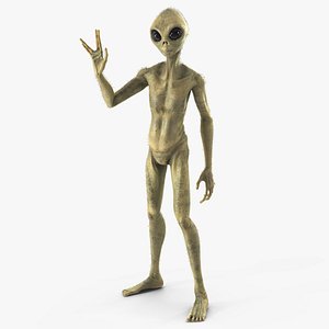 Humanoid Alien Creature Greeting Pose Fur 3D model