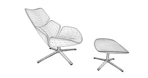 Sillon de camarones COR y otomana modelo 3d 3D model