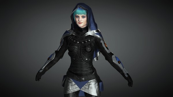 3D AAA Cyber Punk Female Character 01
