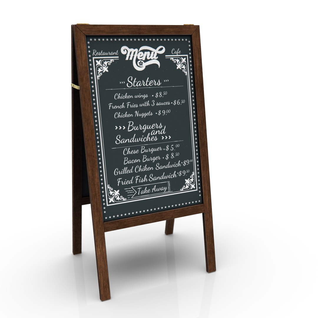 3D Restaurant Blackboard - TurboSquid 2127492