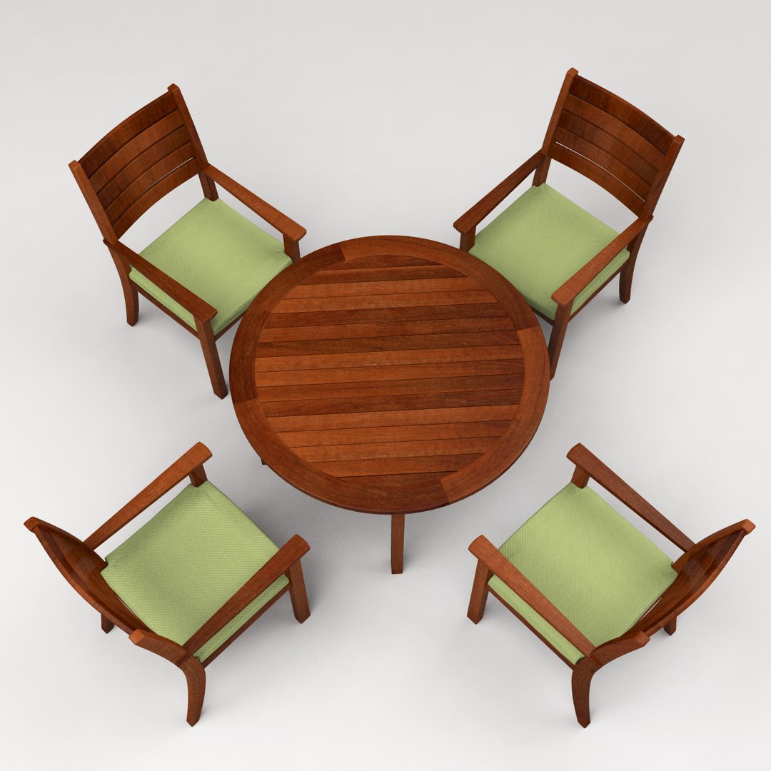 Free Chairs Table Set 3d Model