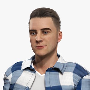 3D Young Urban Guy Plaid Shirt  Denim Pants Casual Young Male Character