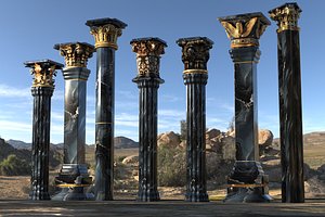 3D Ancient pillars pack model