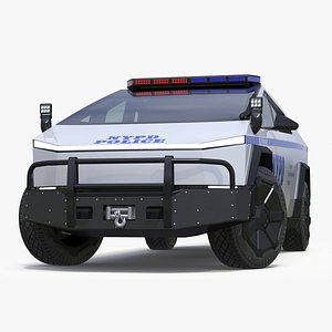 Tesla Cybertruck NYPD Rigged for Cinema 4D