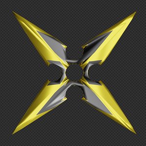 3D shuriken set black silver model